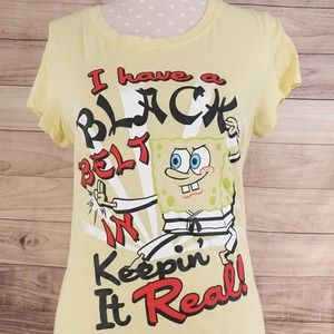 NICKELODEON SPONGEBOB SQUARE PANTS I HAVE A BLACK BELT T-SHIRT XL